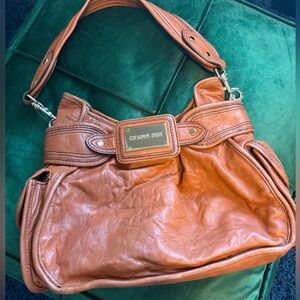 Gianni Bini Soft Leather Shoulder Bag – Cognac Brown
